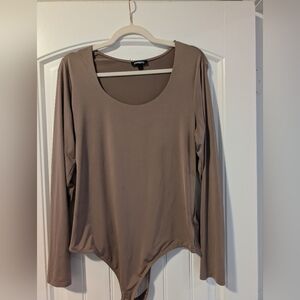 Express Taupe Long Sleeve Bodysuit